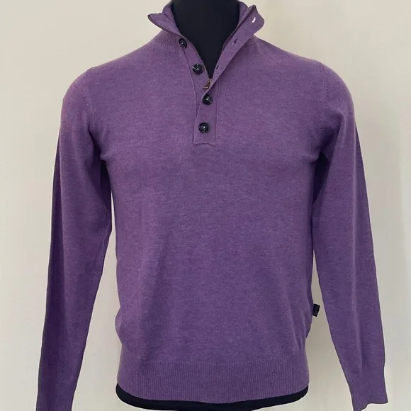 Hugo Boss Sweater Half Zip Buttons Purple Pullover